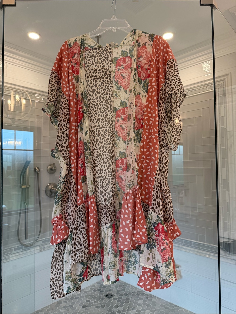 Mixed Floral & Animal Print Boho Kimono